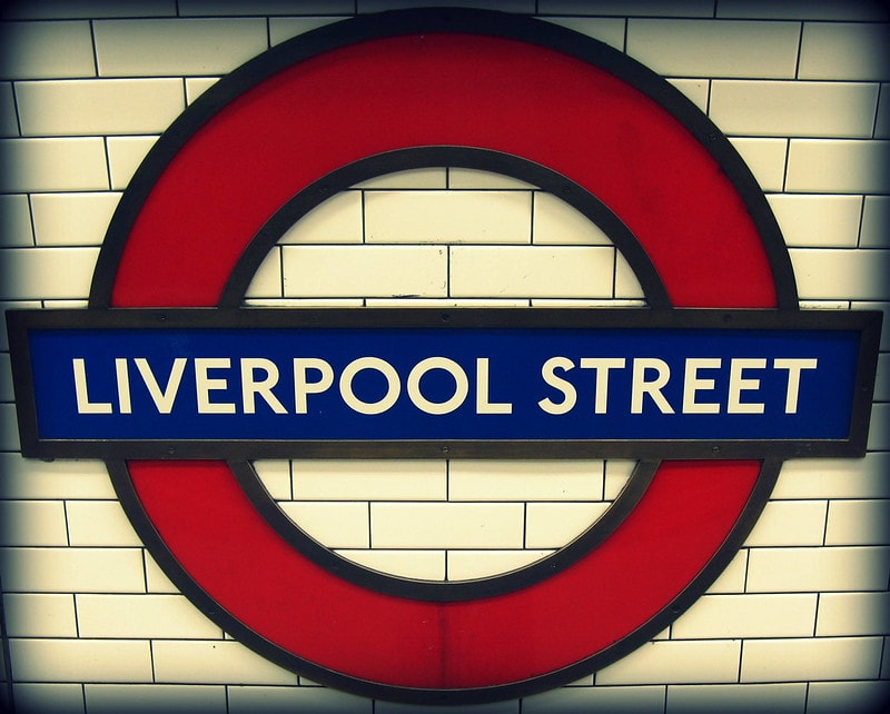 Liverpool Street tube station sign